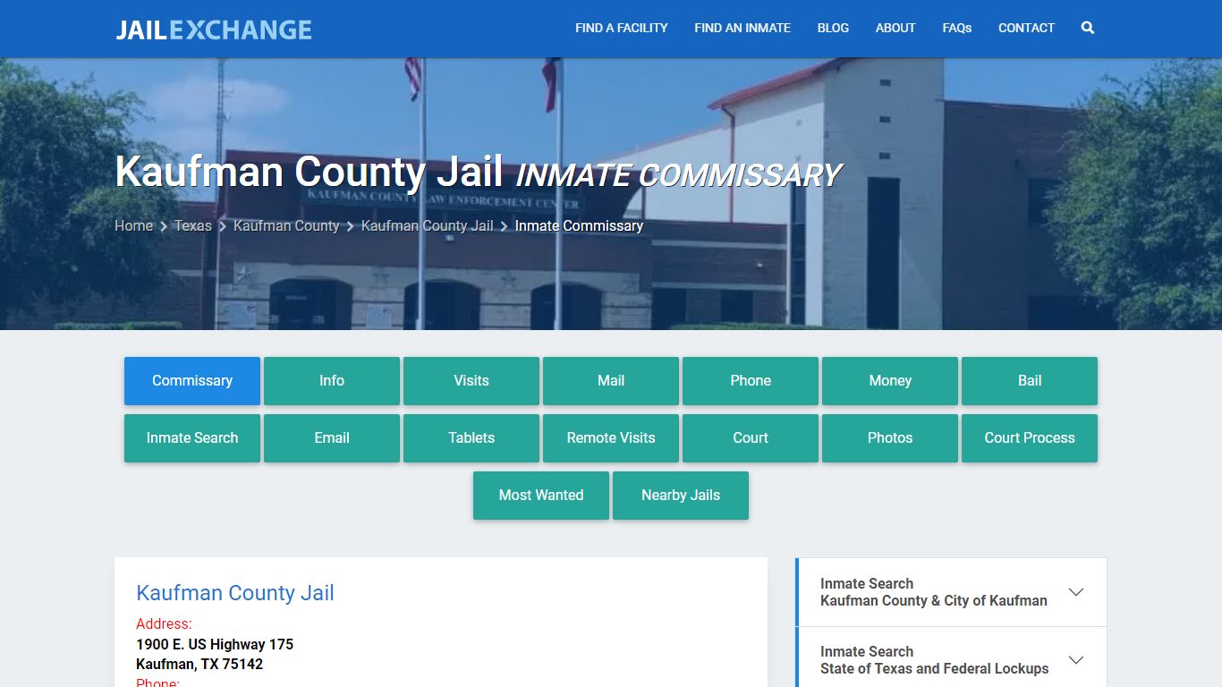 Inmate Commissary, Care Packs - Kaufman County Jail, TX